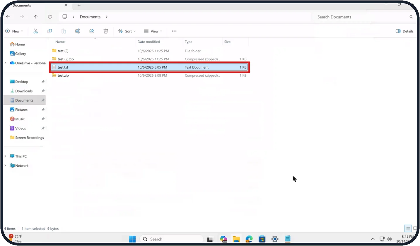 Screenshot from the guide: How to zip and unzip files on Windows 11