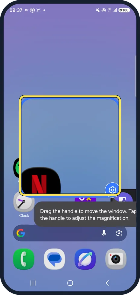 Android screenshot: Start magnification