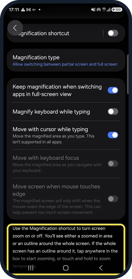 Android screenshot: Zoom in and move around