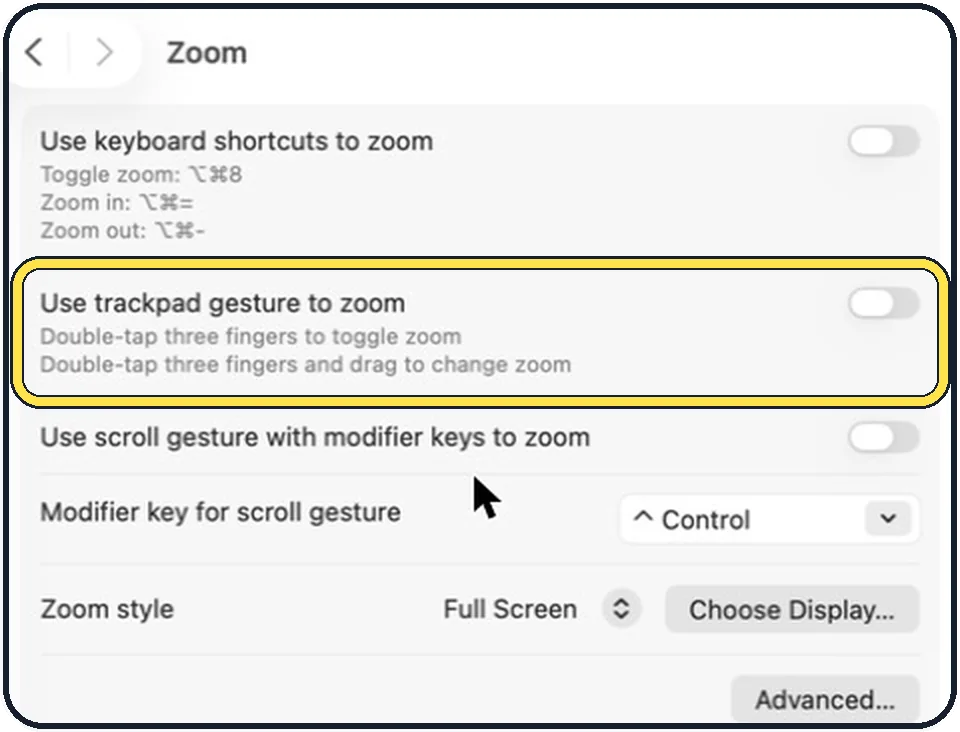 Mac screenshot: Or zoom with the trackpad