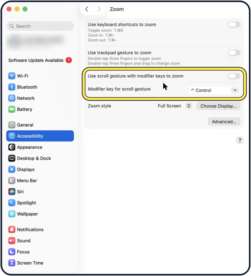 Mac screenshot: Or zoom by scrolling