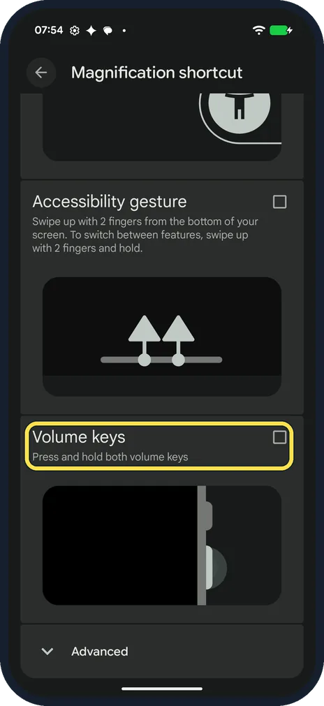 Android screenshot: Shortcut 3: the volume keys
