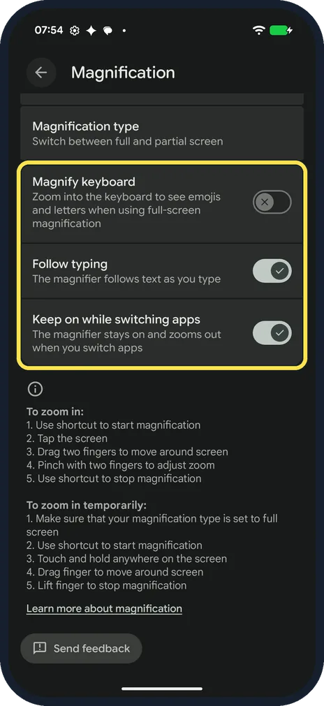 Android screenshot: Keyboard, typing and app switching