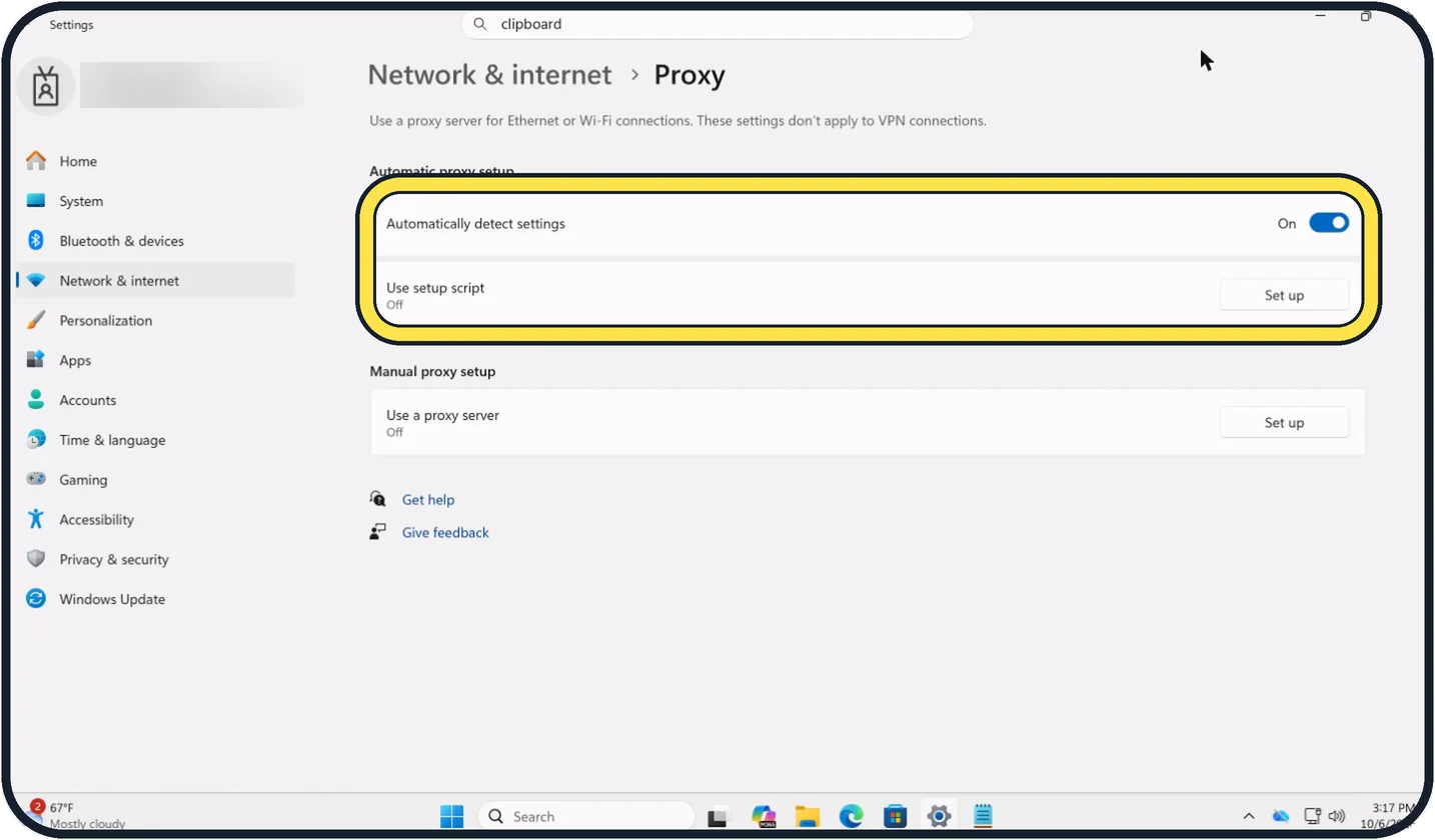 Screenshot from the guide: Internet works in one browser but not another on Windows 11?