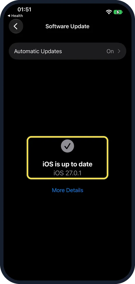 iPhone screen: Update iOS