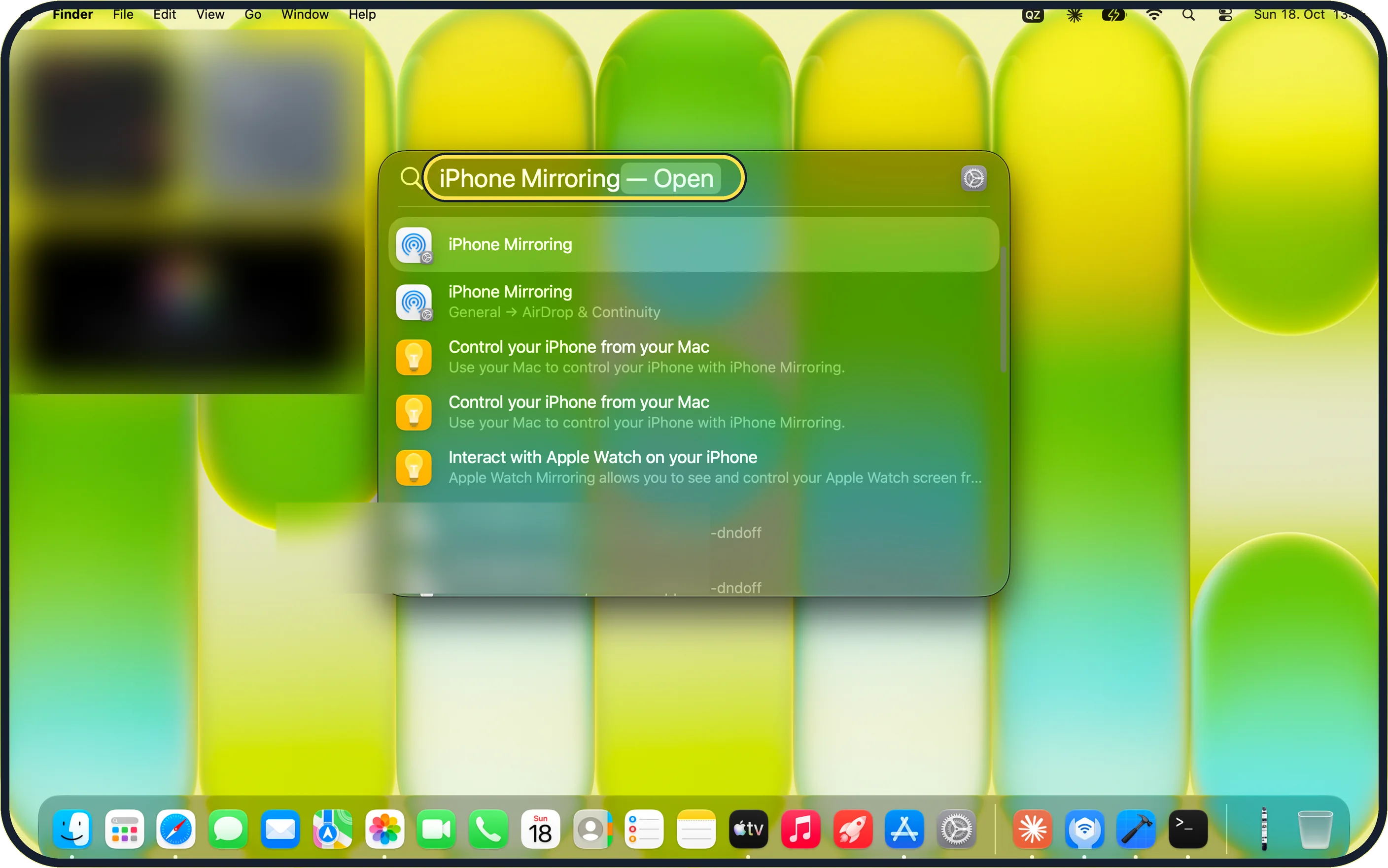 Screenshot from the guide: Mac says "iPhone Mirroring is not available in your country or region"
