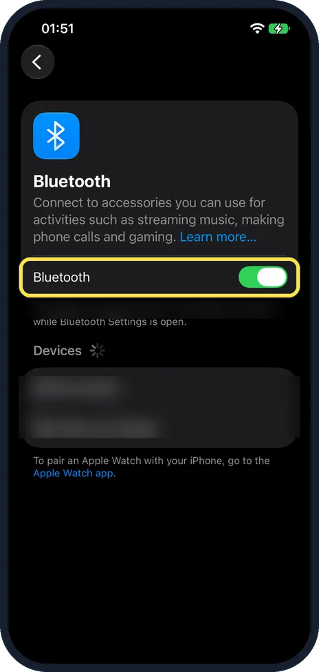 iPhone screen: Disconnect Bluetooth