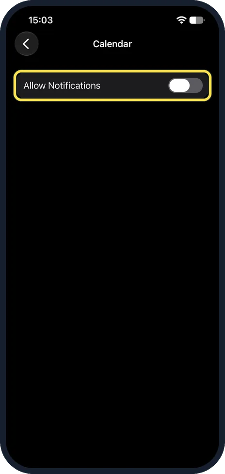 iPhone screen: Check the app's notification settings