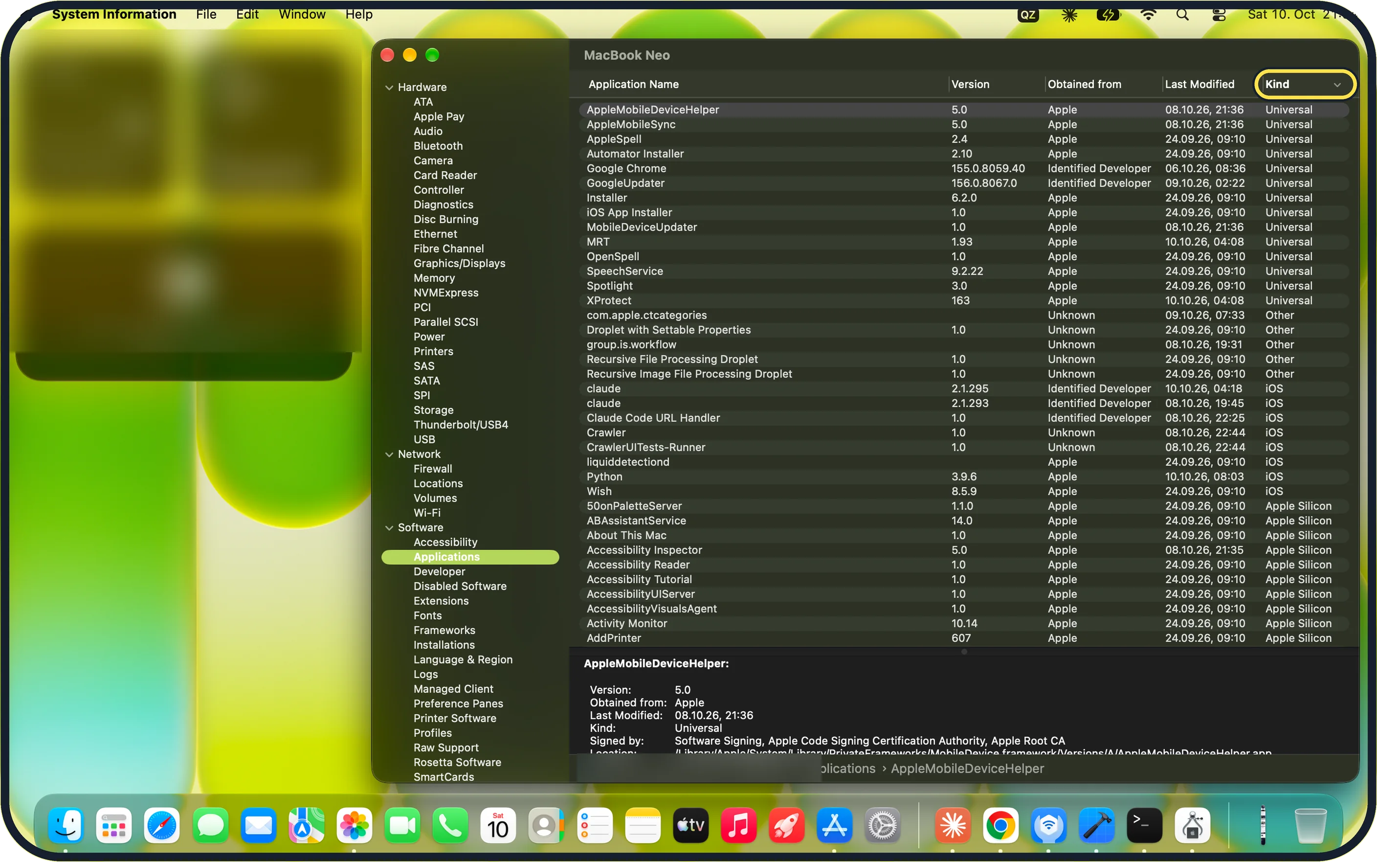 Mac screenshot: See if any app is Intel-based