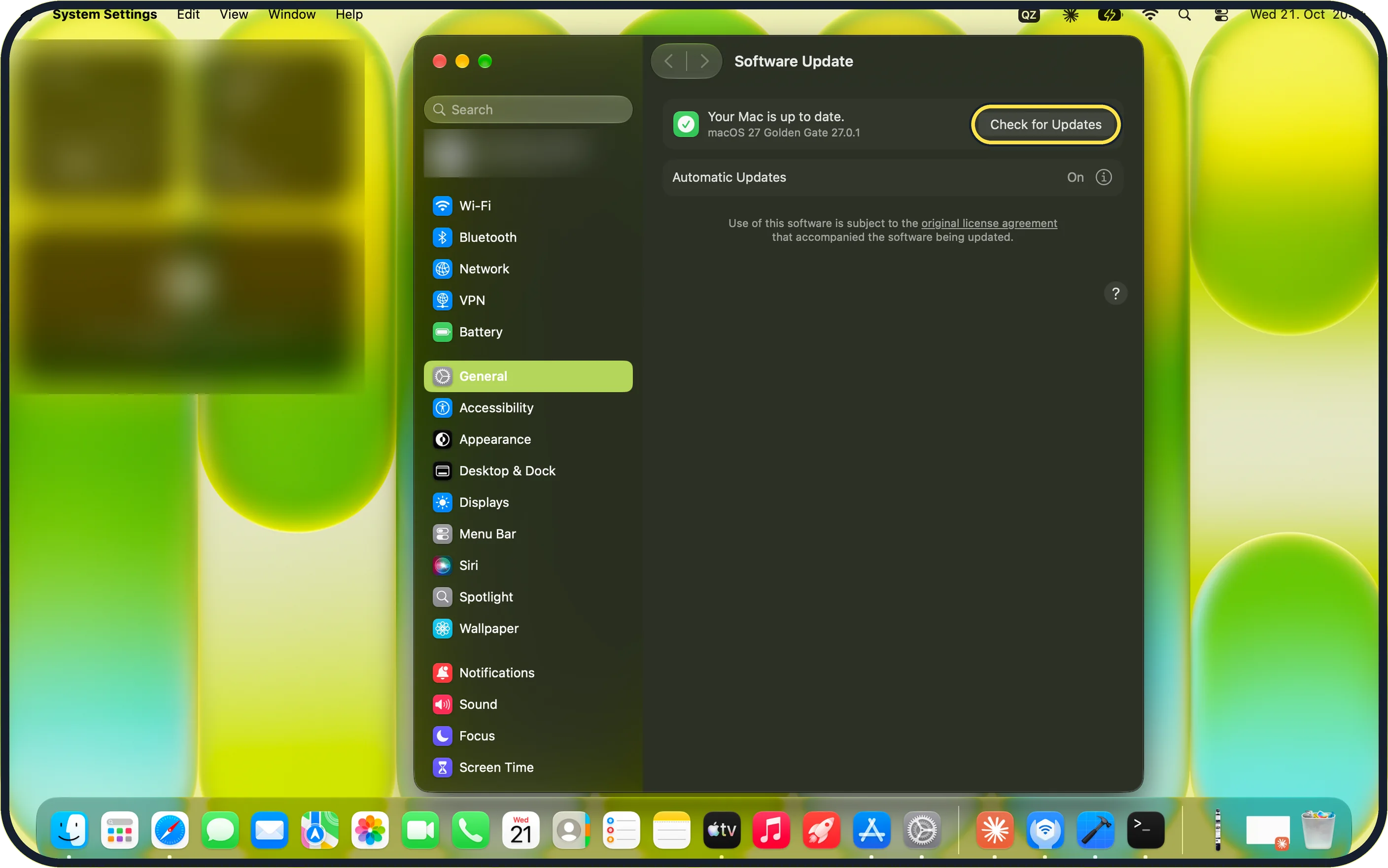 Mac screenshot: Update macOS