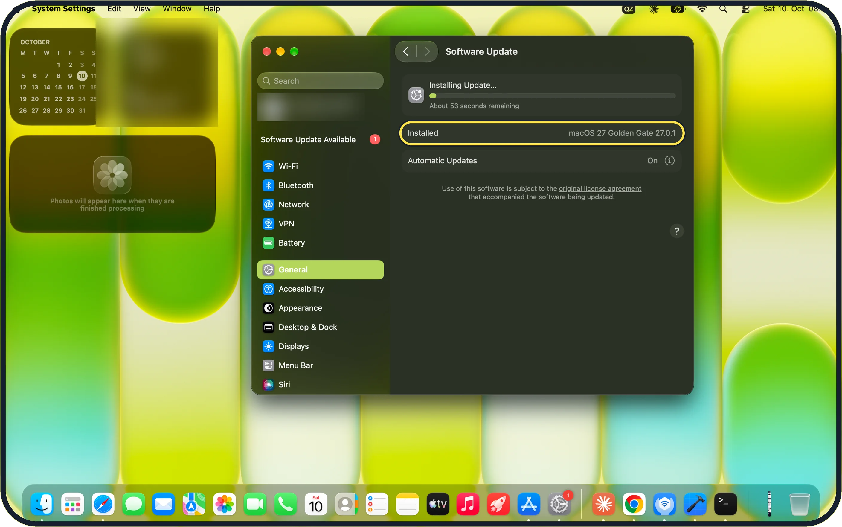 Mac screenshot: Update the app and macOS