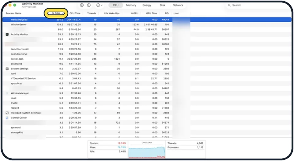 Mac screenshot: Find the app that is using everything
