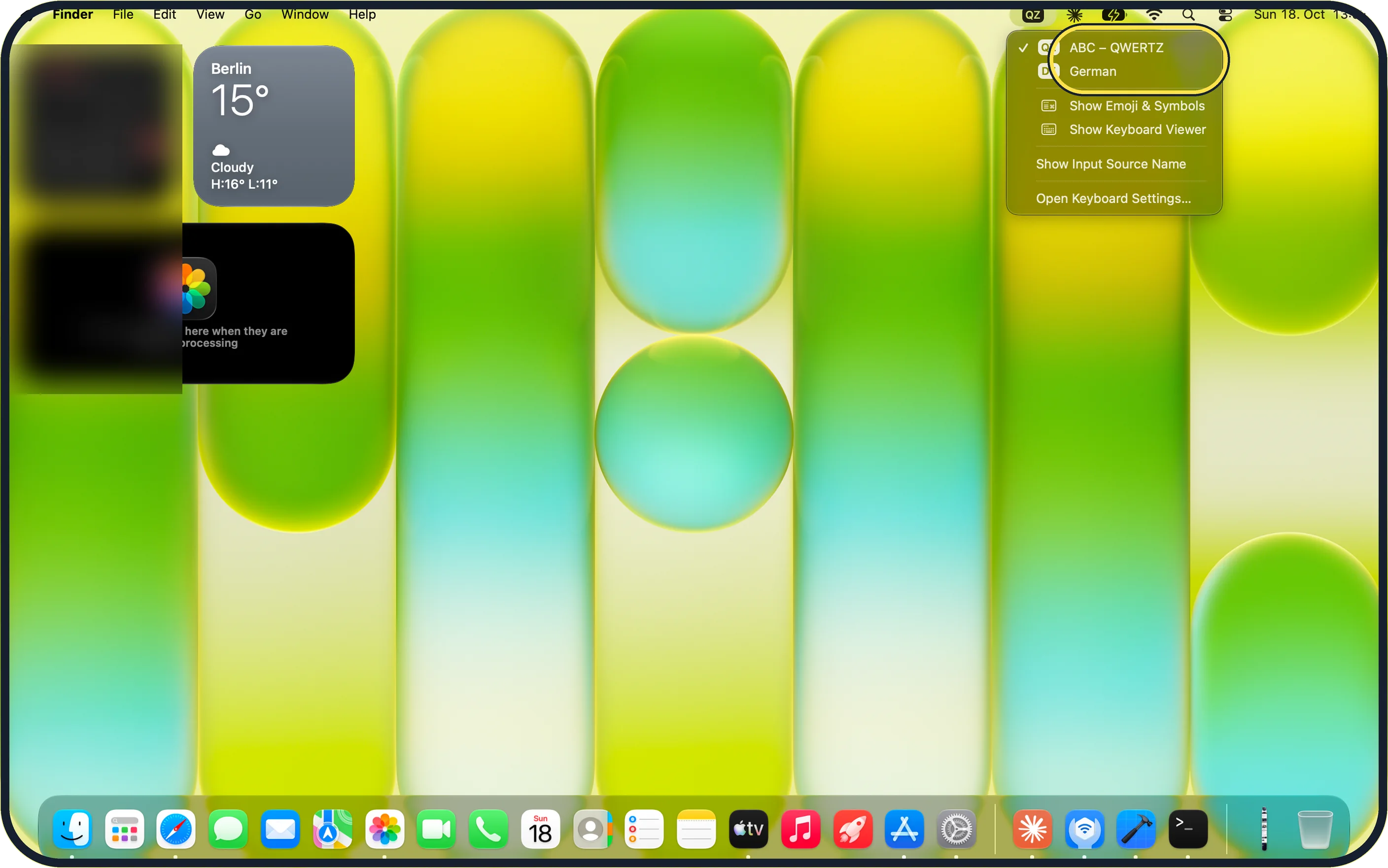 Mac screenshot: Switch from the menu bar