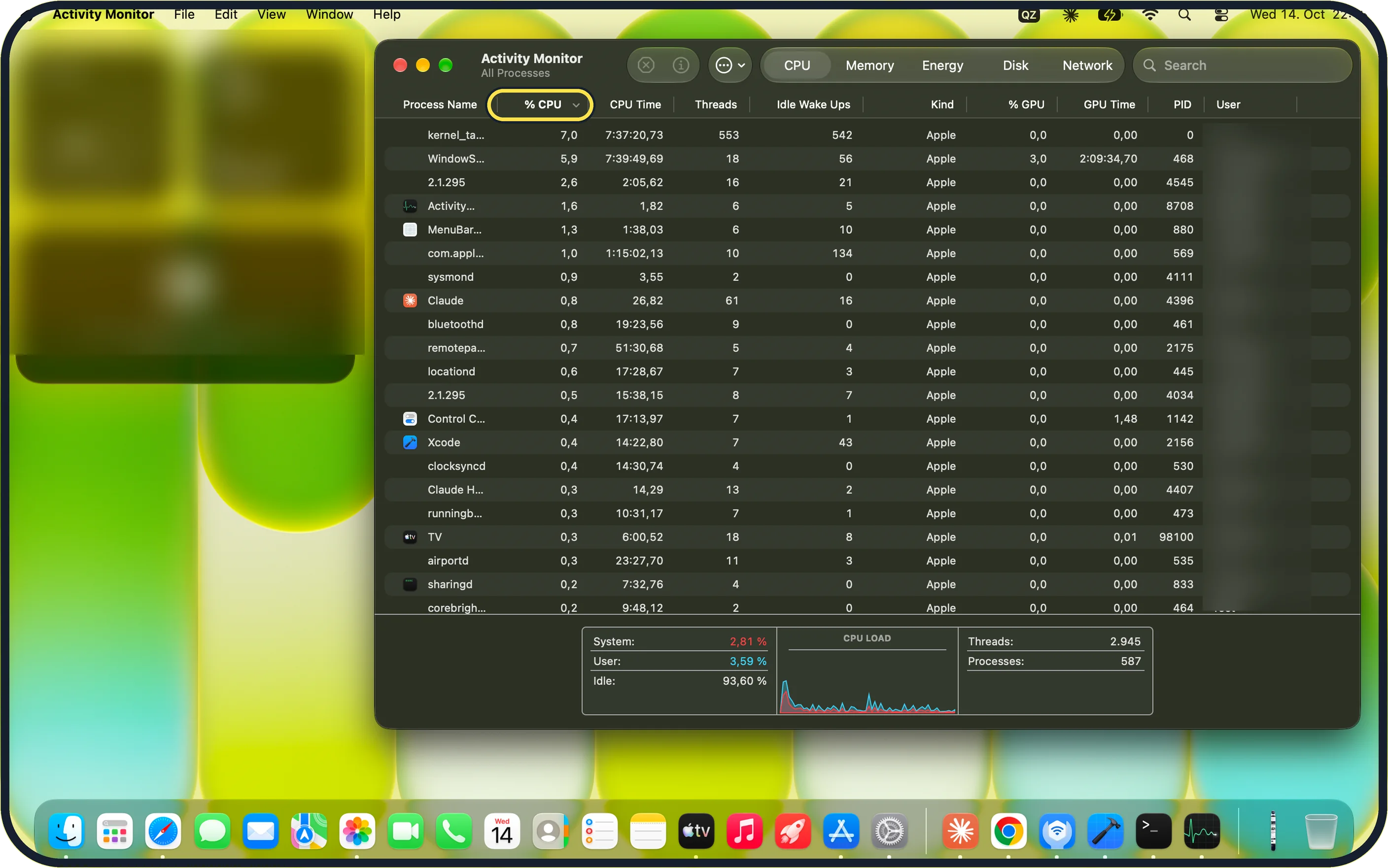 Mac screenshot: Look for a busy app