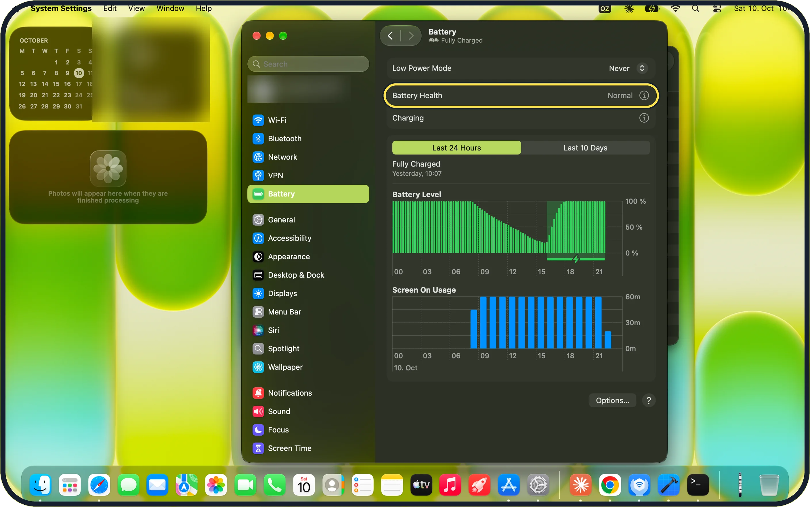 Mac screenshot: Read the battery status