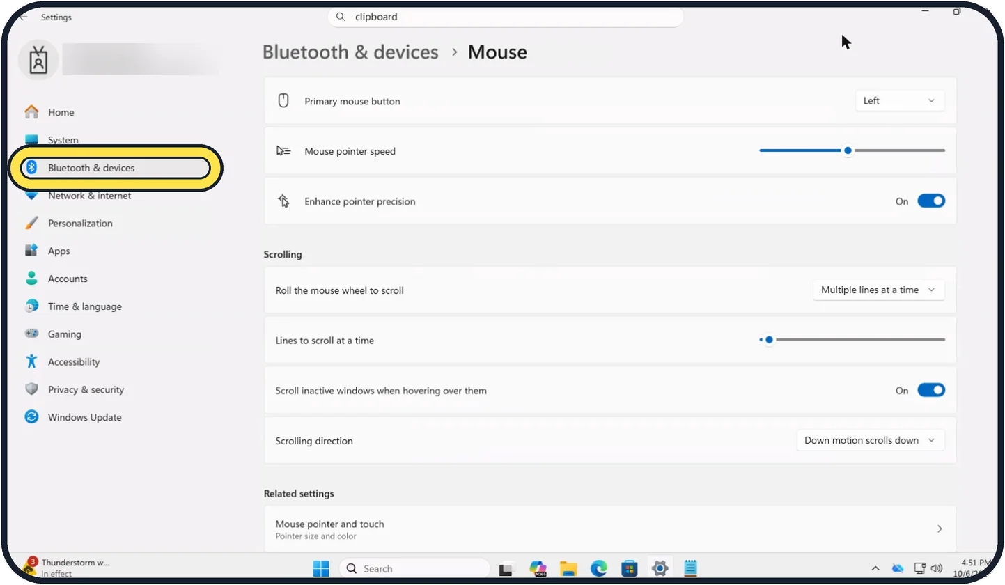 Screenshot from the guide: Mouse scrolling too fast or the wrong way on Windows 11? Fix it