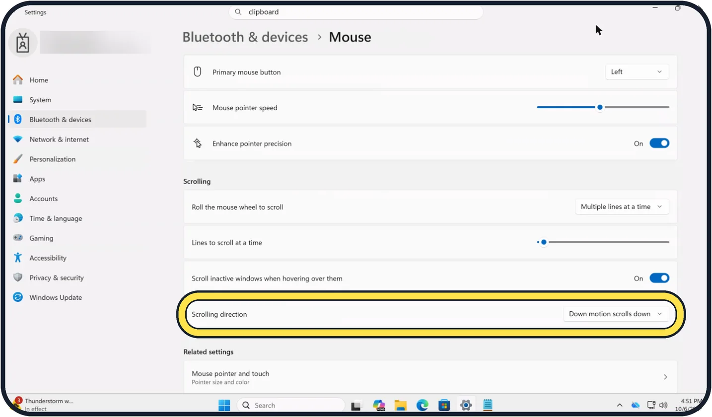 Windows screenshot: Fix the scrolling direction