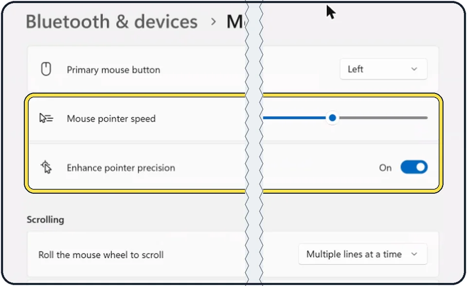 Windows screenshot: Pointer moves too fast or too slow