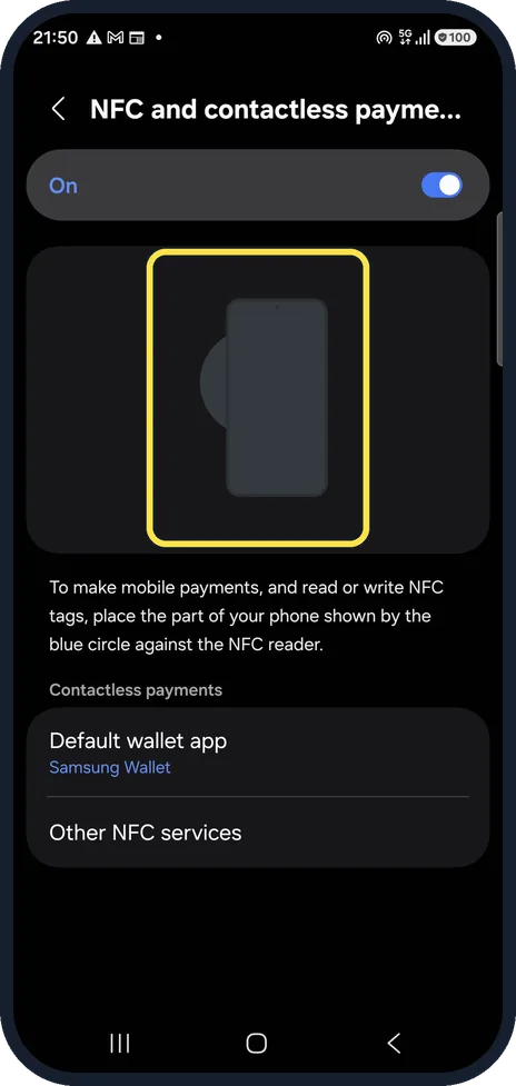 Android screenshot: Find where to hold the phone