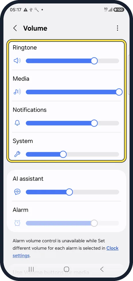 Android screenshot: Raise the right slider