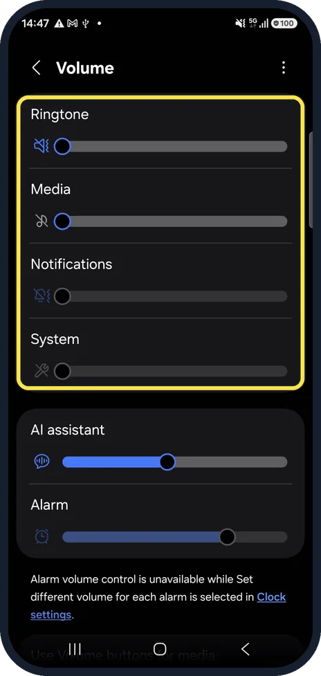 Android screenshot: Raise the right slider