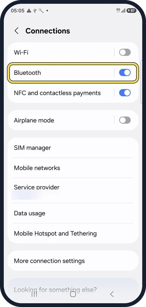 Android screenshot: Check Bluetooth