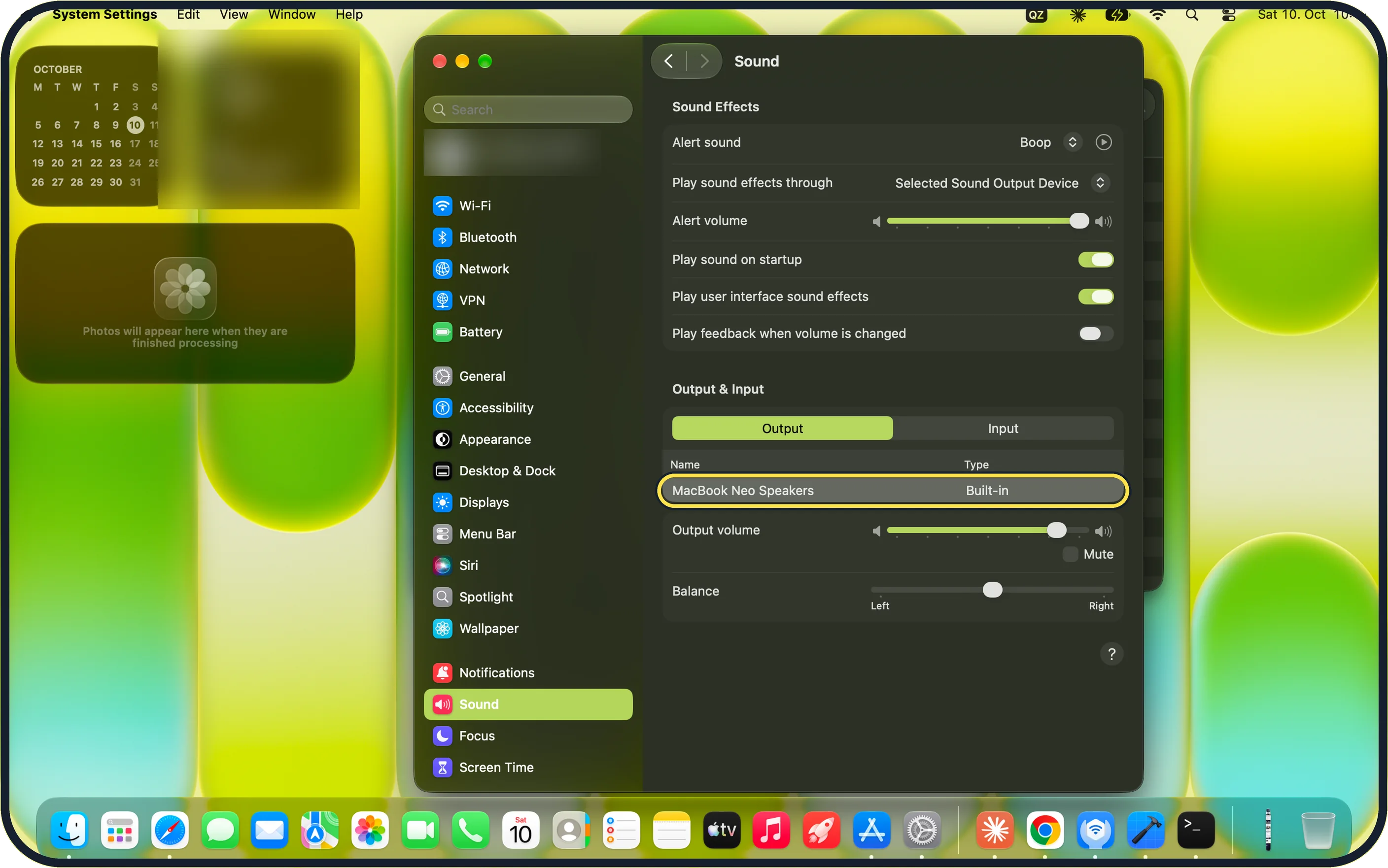 Mac screenshot: Choose the right output