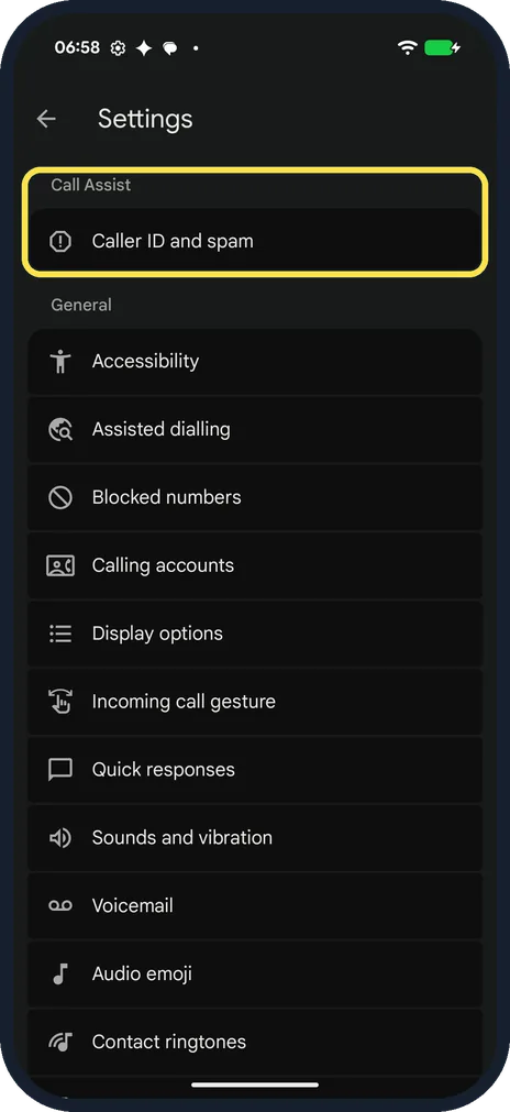 Android screenshot: Phone app: no Call Screen