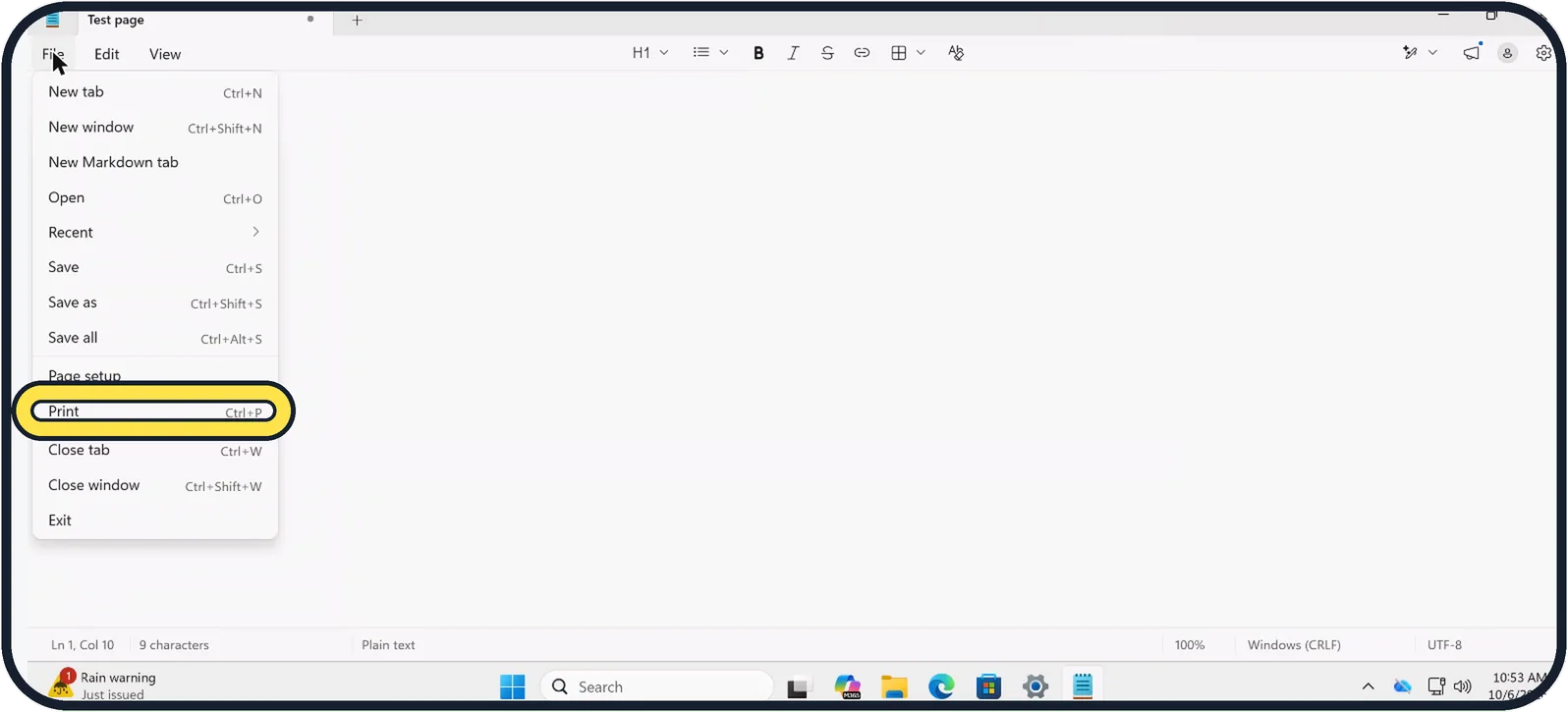 Screenshot from the guide: Print to PDF not showing the save window on Windows 11? Fix