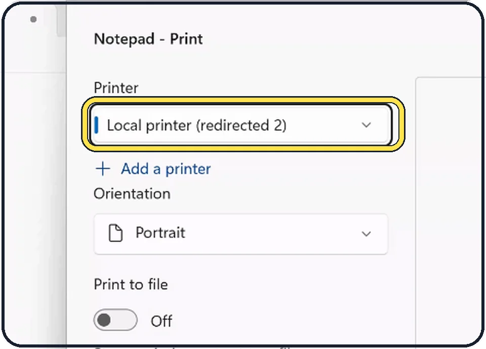 Windows screenshot: Open the Printer list