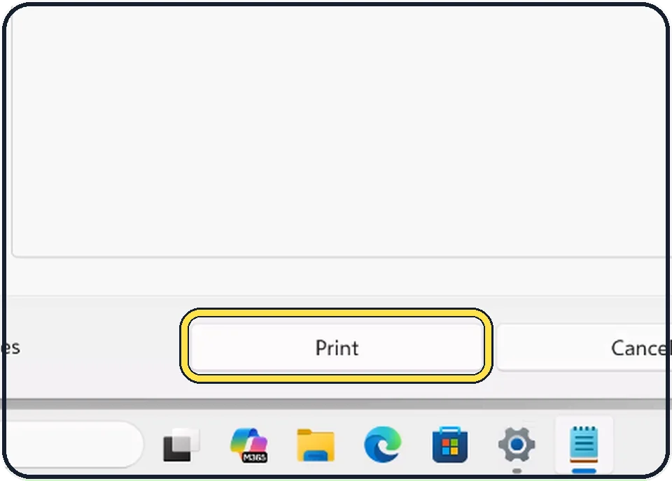 Windows screenshot: Click Print