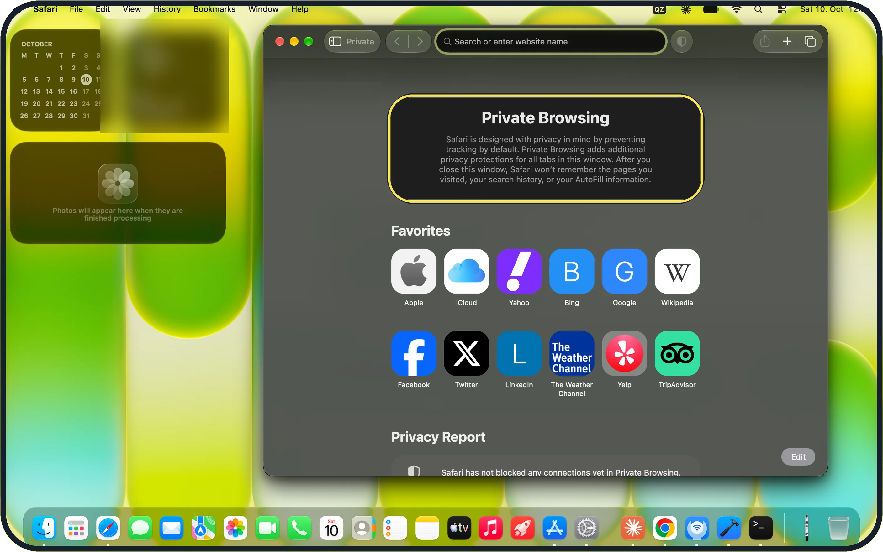 Mac screenshot: Try a private window
