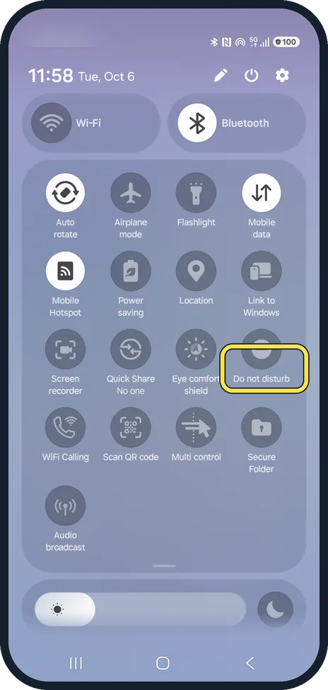 Android screenshot: Find the button in the quick panel