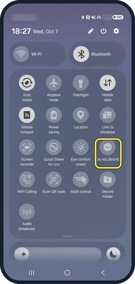 Android screenshot: Find the button in the quick panel