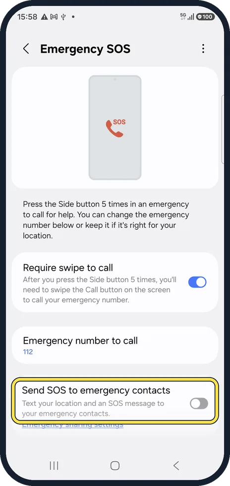 Android screenshot: Check SOS messages