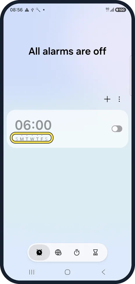 Android screenshot: Check the days