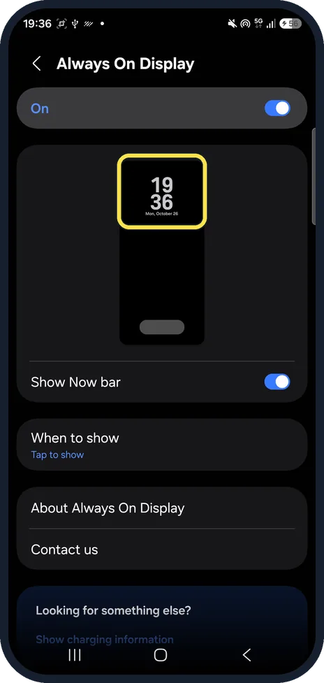 Android screenshot: Check the clock in the preview
