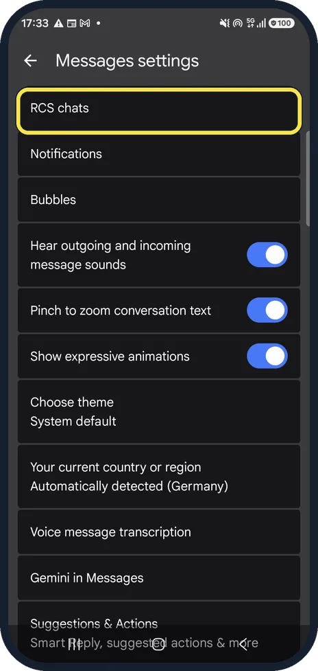 Android screenshot: Send it as a chat instead