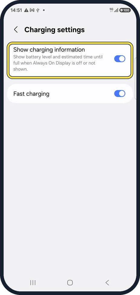 Android screenshot: Watch the charging estimate