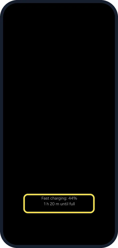 Android screenshot: Read the charging text