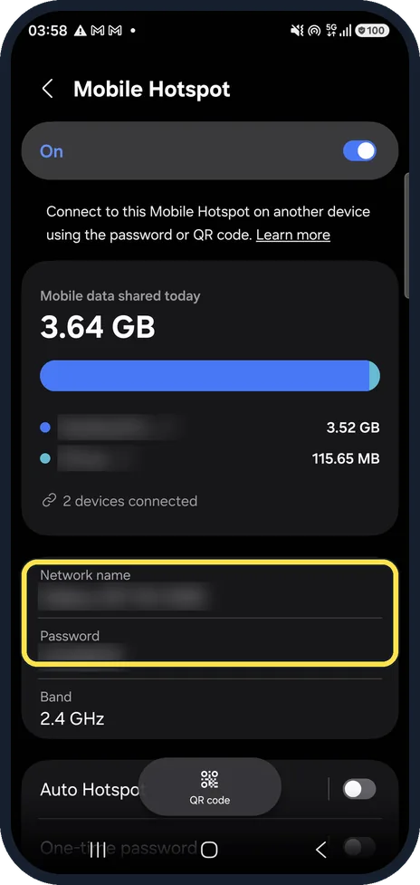Android screenshot: Check the name and password