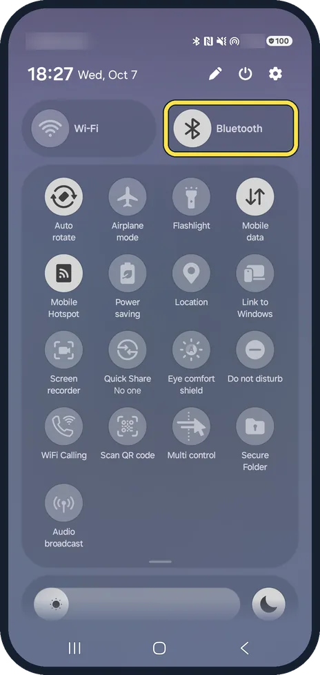 Android screenshot: Switch Bluetooth off for a test