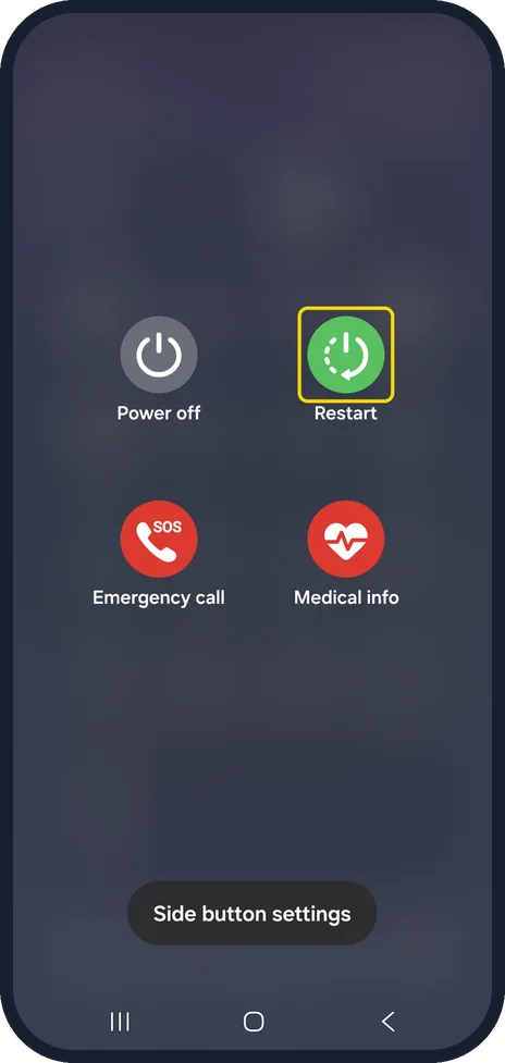Android screenshot: Restart the phone