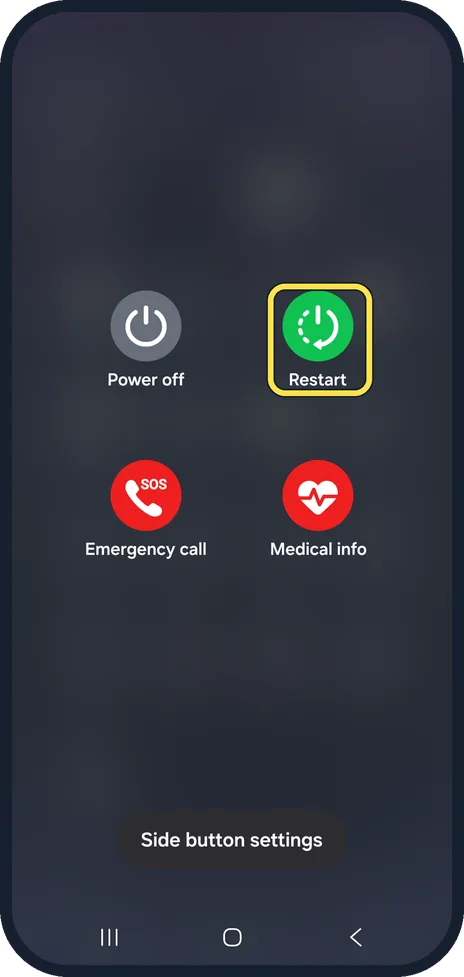 Android screenshot: Restart the phone