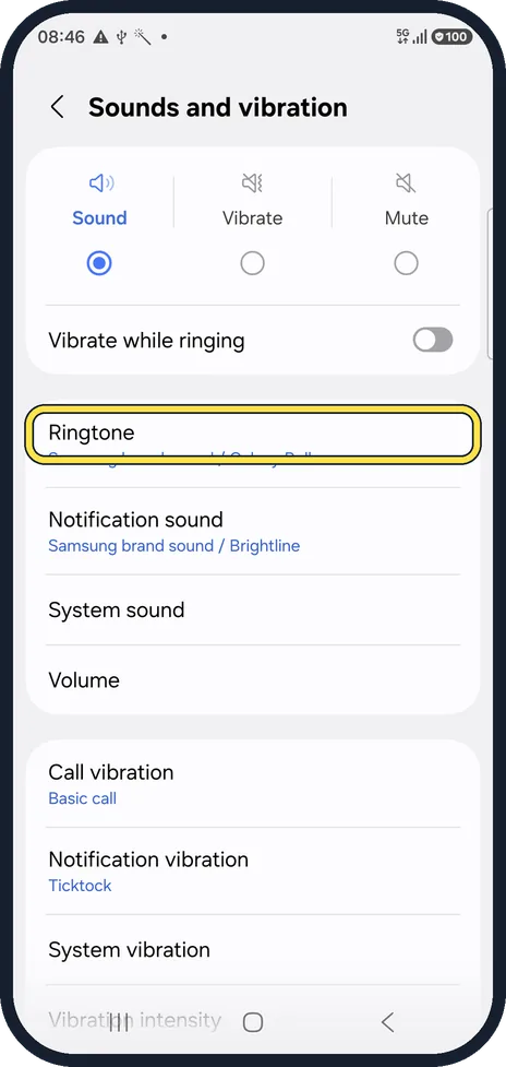 Android screenshot: Check the ringtone itself
