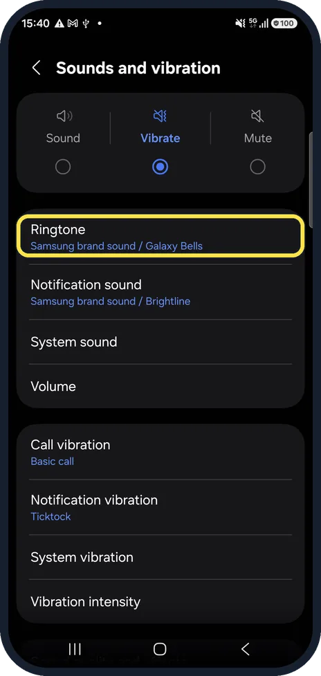 Android screenshot: Check the ringtone itself