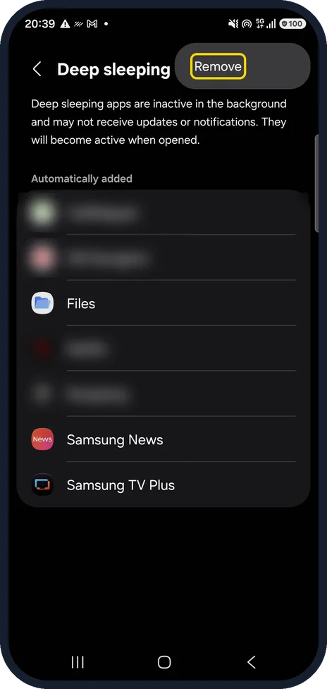 Android screenshot: Take the app out of the list