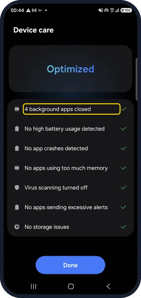 Android screenshot: Check the results