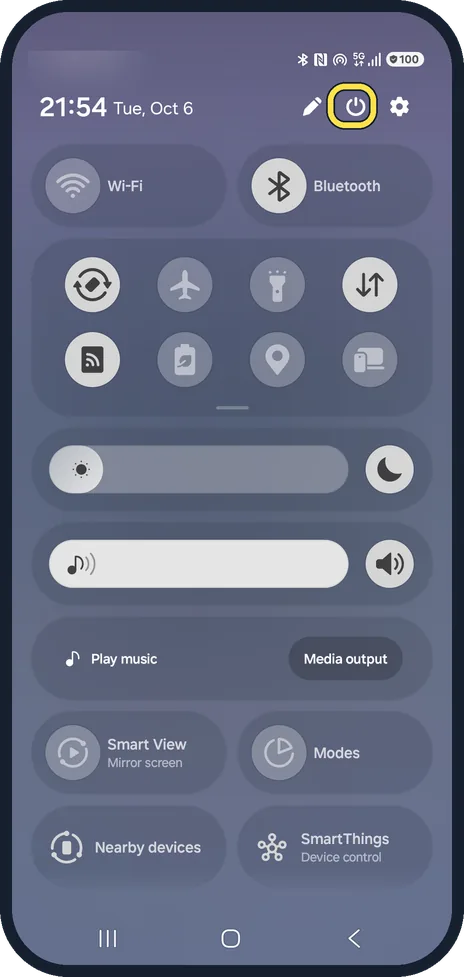 Android screenshot: Restart the phone