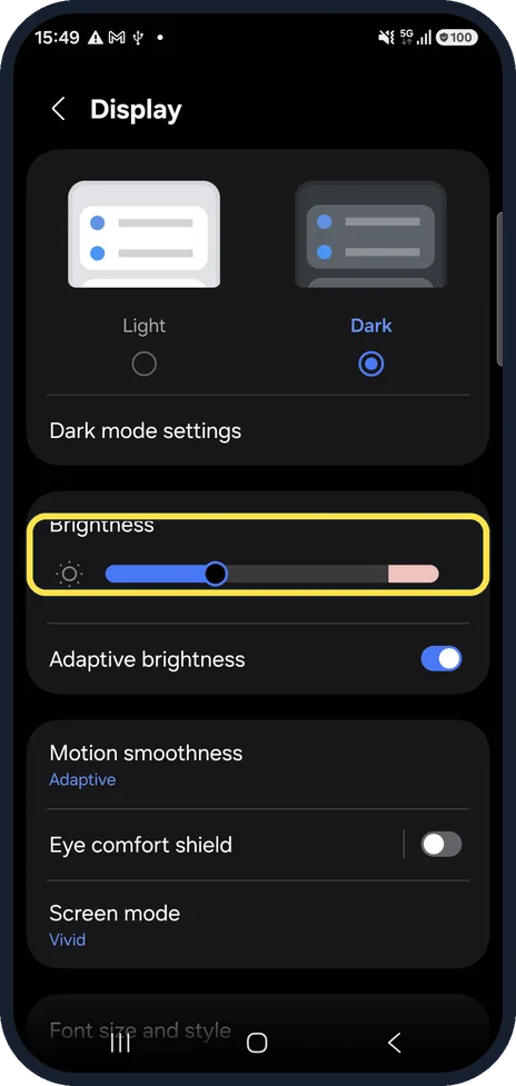 Android screenshot: Set the level yourself
